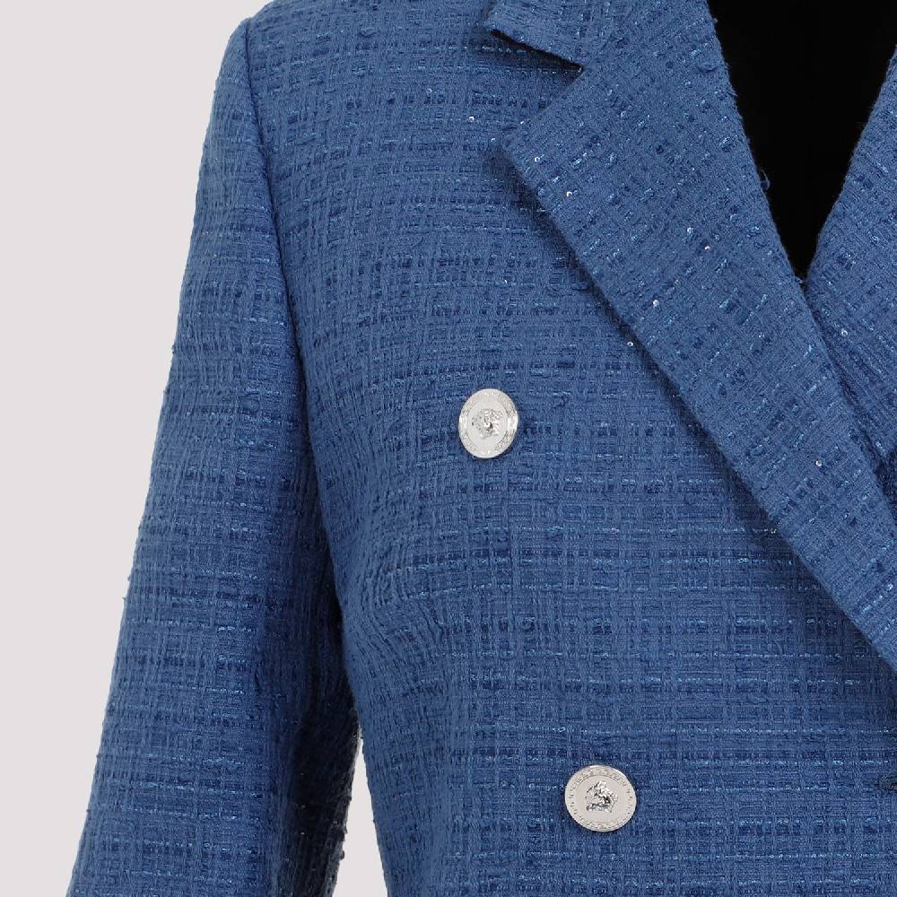 VERSACE  Blazer Tweed Cotone Blu Versace da Donna In Vendita