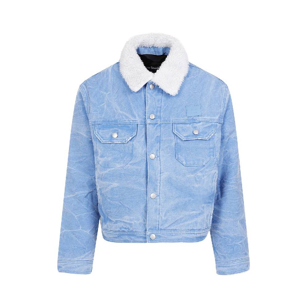 ACNE STUDIOS  Giacca di Cotone Blu Acne Studios con Collo Rimovibile