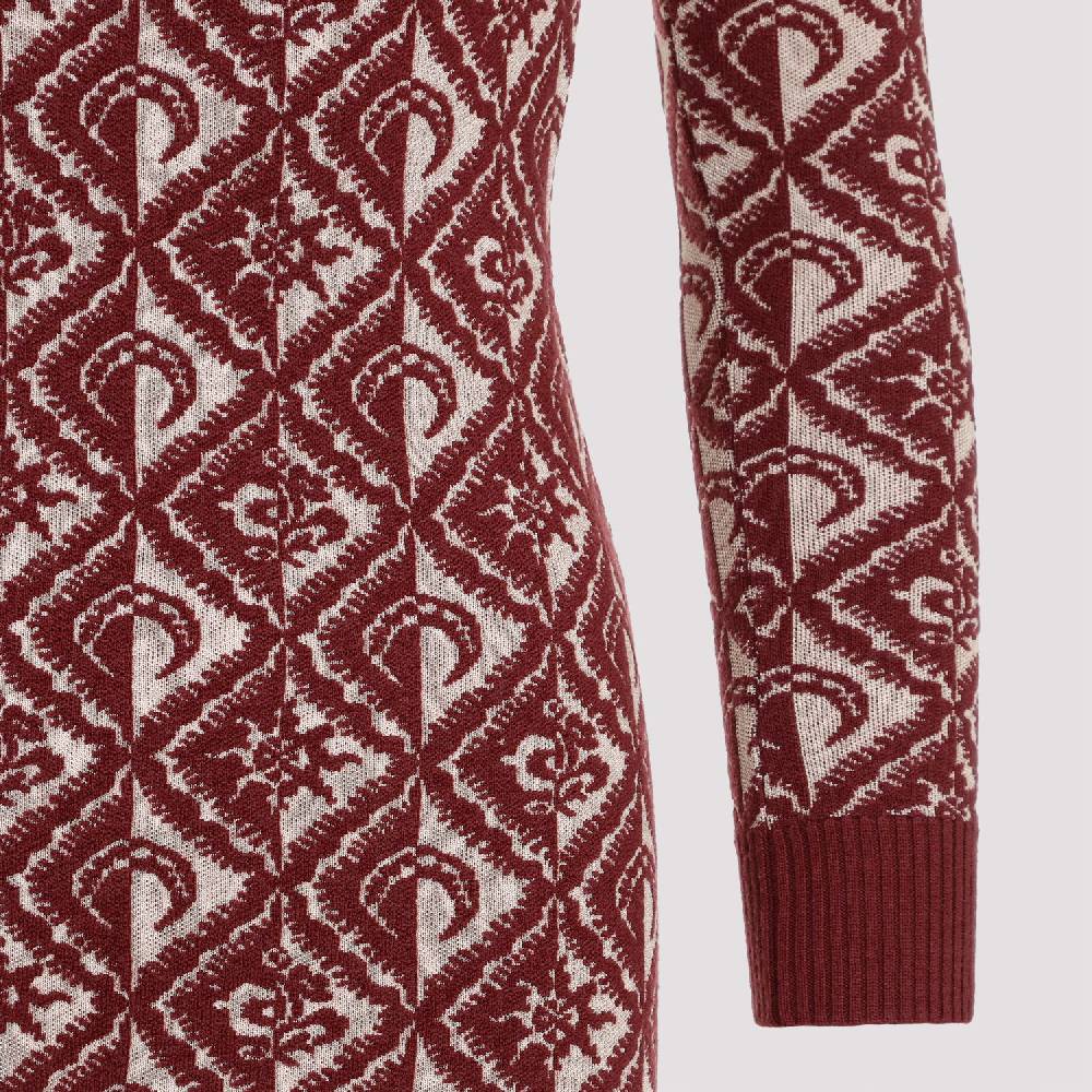 MARINE SERRE  Abito Corto Jacquard Rosso Marine Serre in Lana Offerte