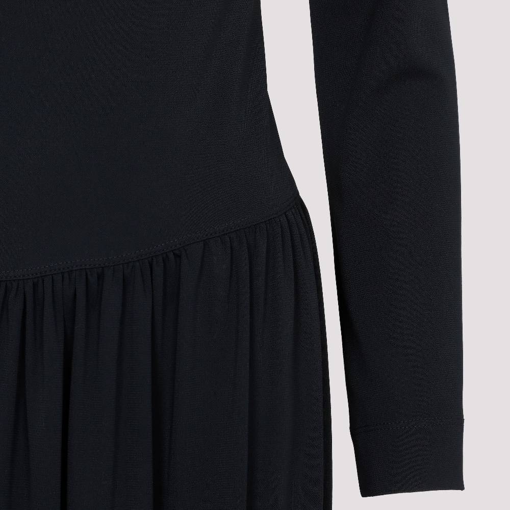 LANVIN  Abito Midi Drappeggiato Nero LANVIN con Spilla Vendita Calda