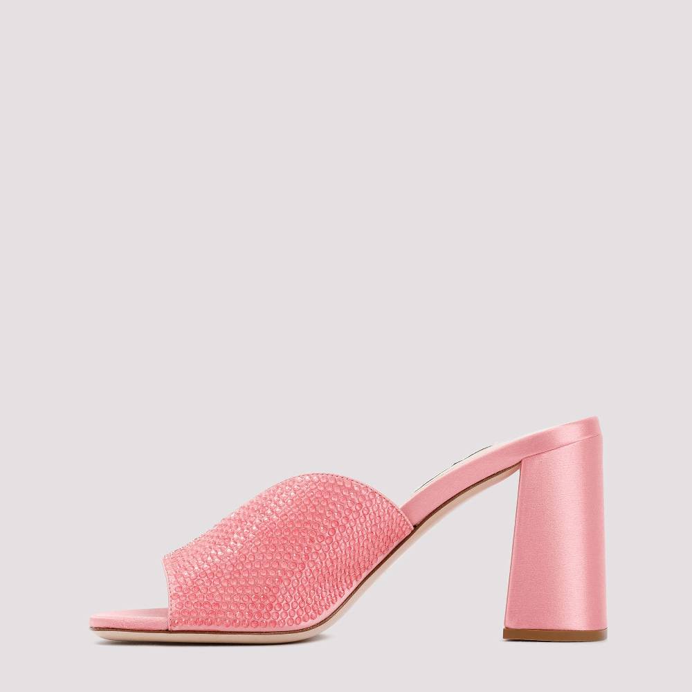 MIU MIU  Sandali MIU MIU in Raso Rosa con Tacco Largo 8,5cm Moda