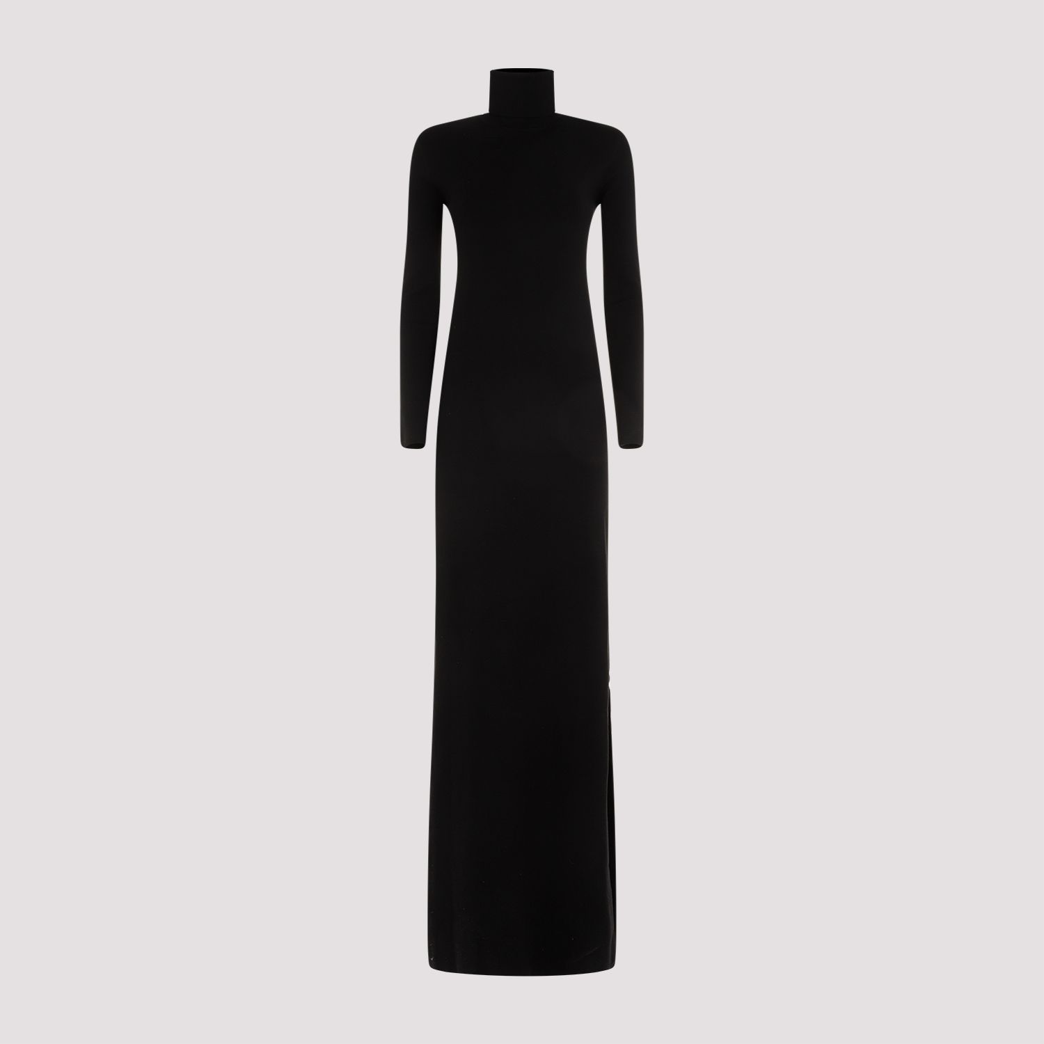SAINT LAURENT  Abito Lungo Nero in Lana Saint Laurent Collo Alto 2025