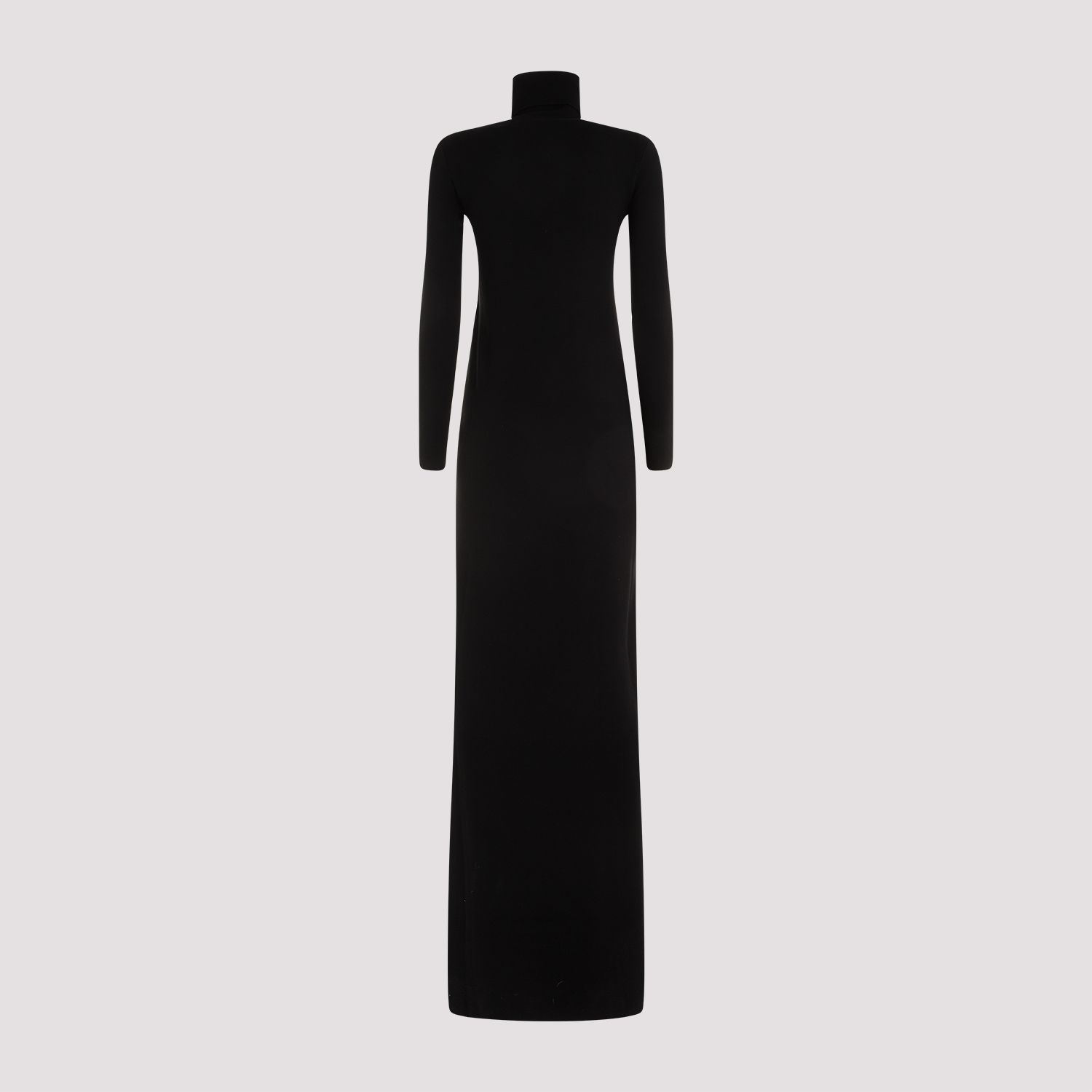 SAINT LAURENT  Abito Lungo Nero in Lana Saint Laurent Collo Alto 2025