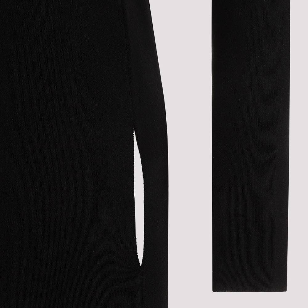 SAINT LAURENT  Abito Lungo Nero in Lana Saint Laurent Collo Alto 2025