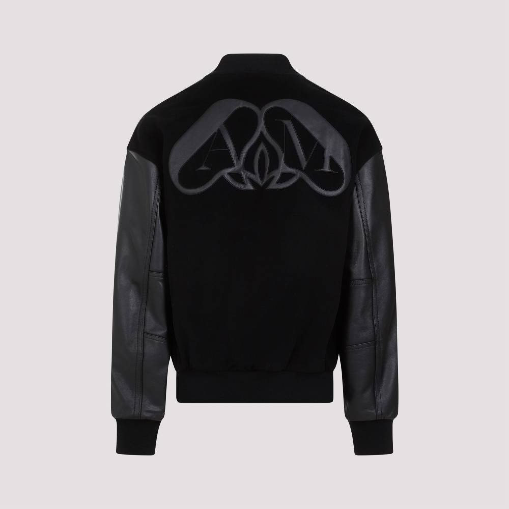 ALEXANDER MCQUEEN  Bomber Uomo Alexander McQueen in Cashmere e Pelle Nera Promozione
