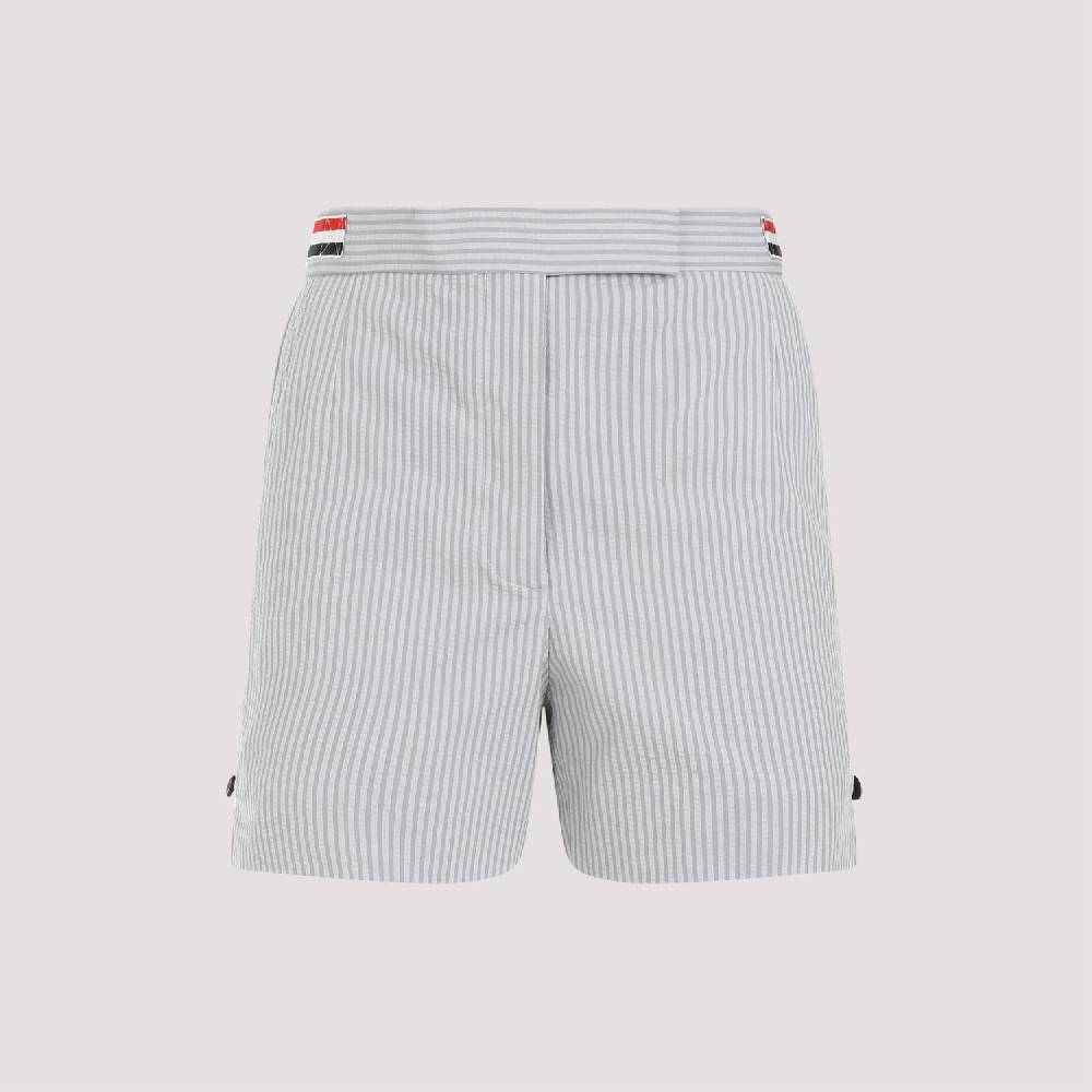 THOM BROWNE  Pantaloncini di Cotone Grigio Thom Browne con Righe Signature Negozi Online