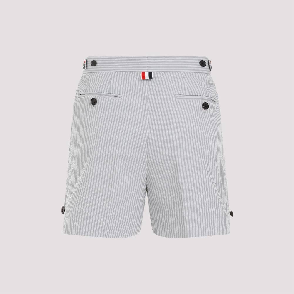 THOM BROWNE  Pantaloncini di Cotone Grigio Thom Browne con Righe Signature Negozi Online