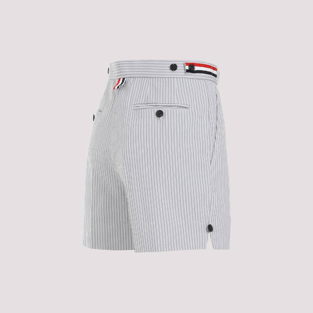 THOM BROWNE  Pantaloncini di Cotone Grigio Thom Browne con Righe Signature Negozi Online