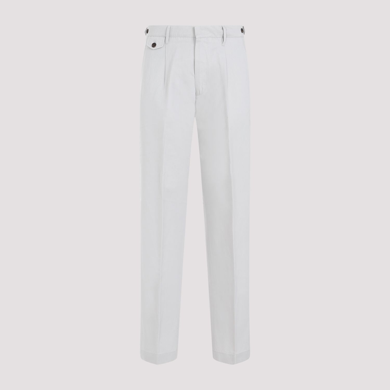 DUNHILL  Chino Piegati Grigio Cotone-Lino Uomo Dunhill Convenienza