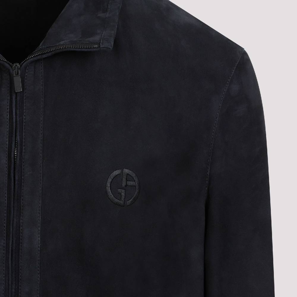 GIORGIO ARMANI  Giubbotto in Pelle Scamosciata Blu Uomo Giorgio Armani Novità