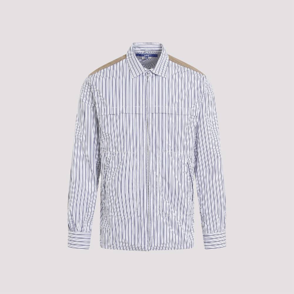JUNYA WATANABE  Camicia in Cotone da Uomo Junya Watanabe - Bianca a Righe con Zip Enormi risparmi