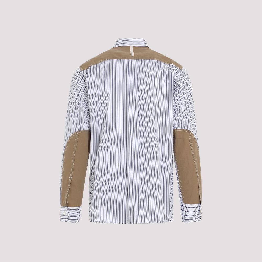 JUNYA WATANABE  Camicia in Cotone da Uomo Junya Watanabe - Bianca a Righe con Zip Enormi risparmi