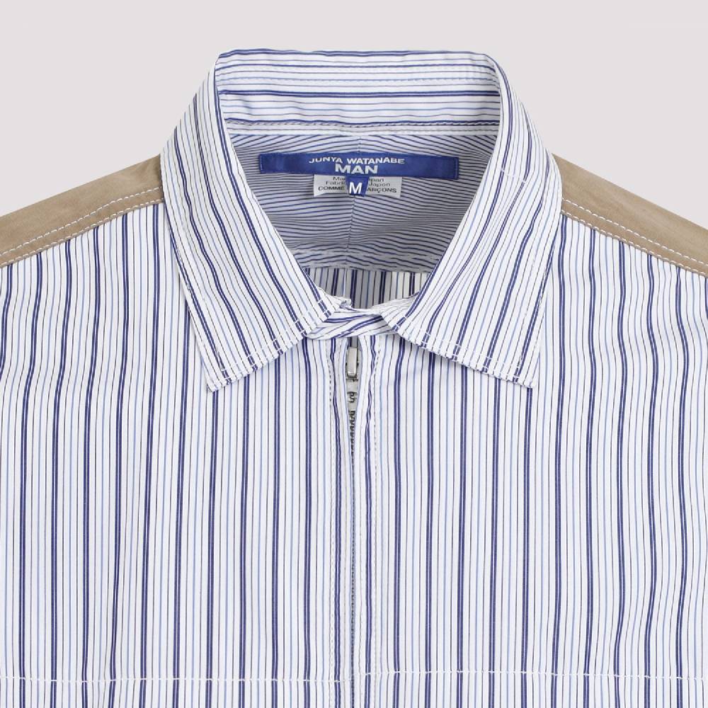 JUNYA WATANABE  Camicia in Cotone da Uomo Junya Watanabe - Bianca a Righe con Zip Enormi risparmi
