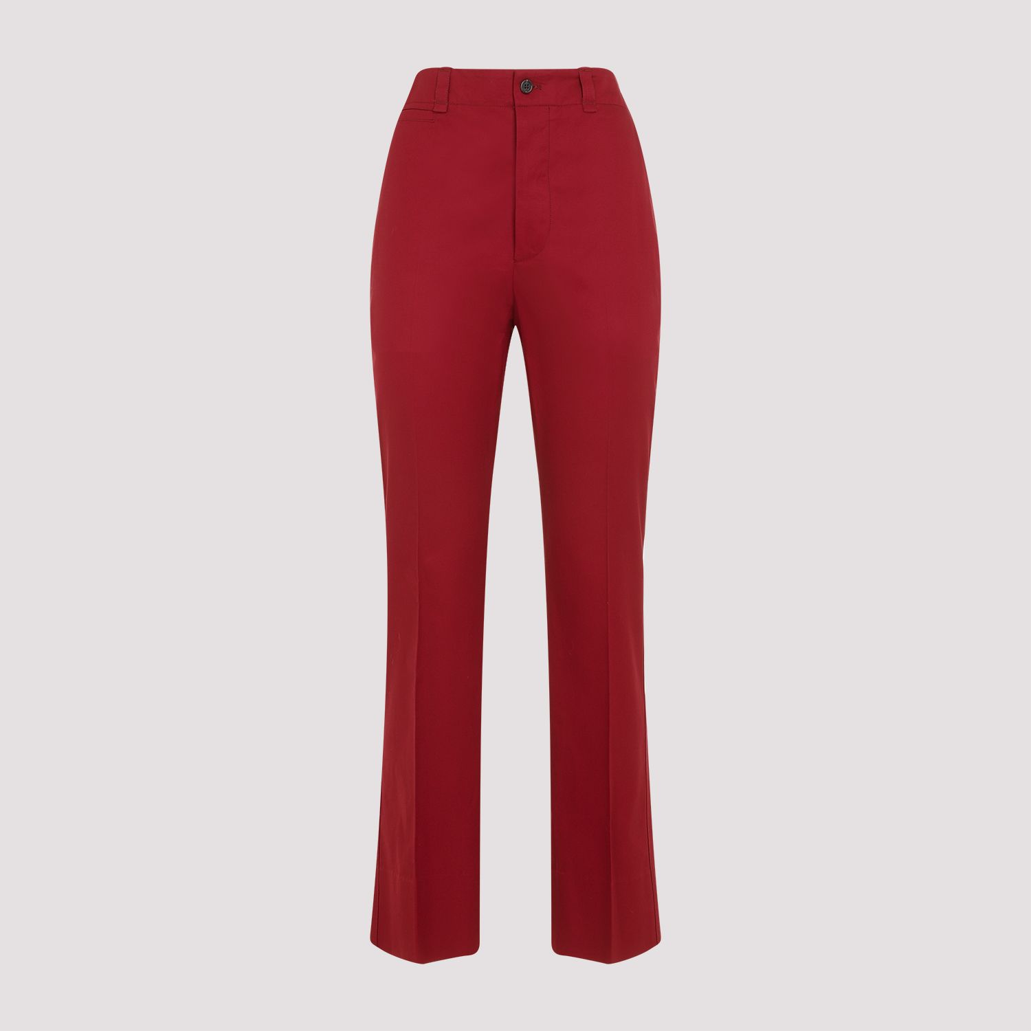 SAINT LAURENT  Pantaloni Donna Cotone Rosso a Vita Alta Saint Laurent Offerte