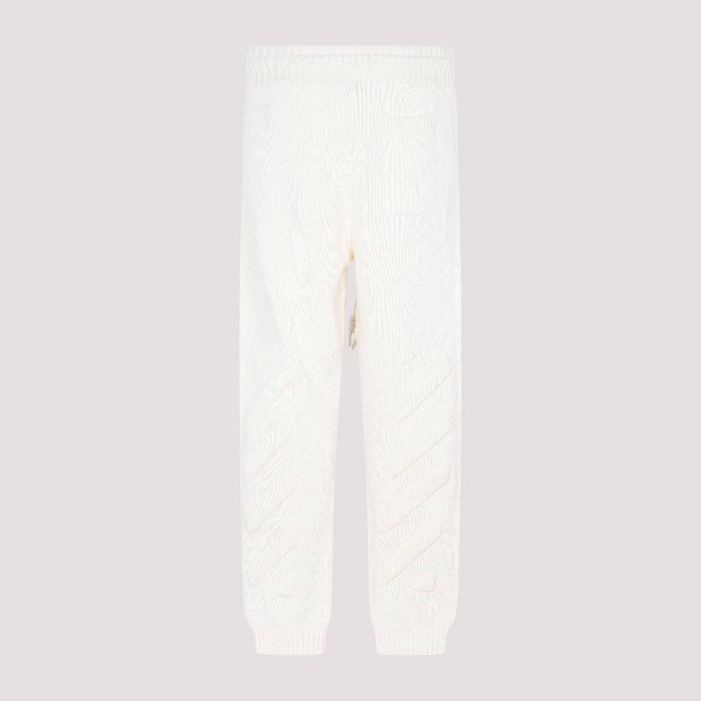 OFF-WHITE  Pantaloni Maglia Diag in Cotone Beige Off-White Vendita Economica