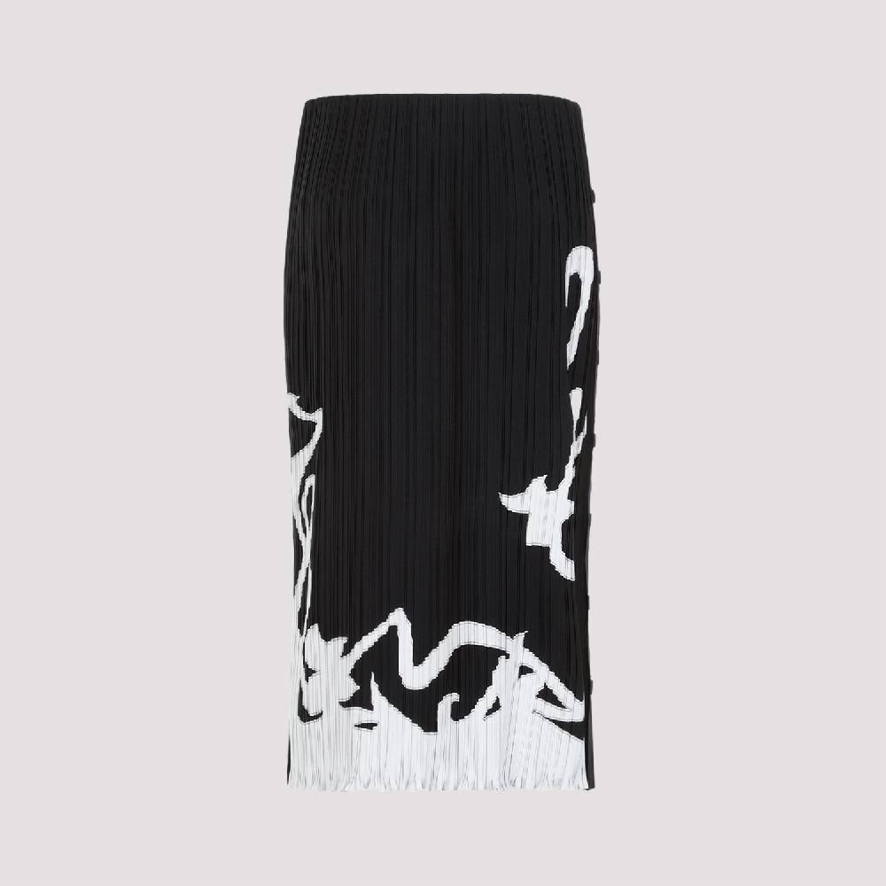 LANVIN  Gonna Midi Piegata Nera LANVIN con Motivo Geometrico Negozio