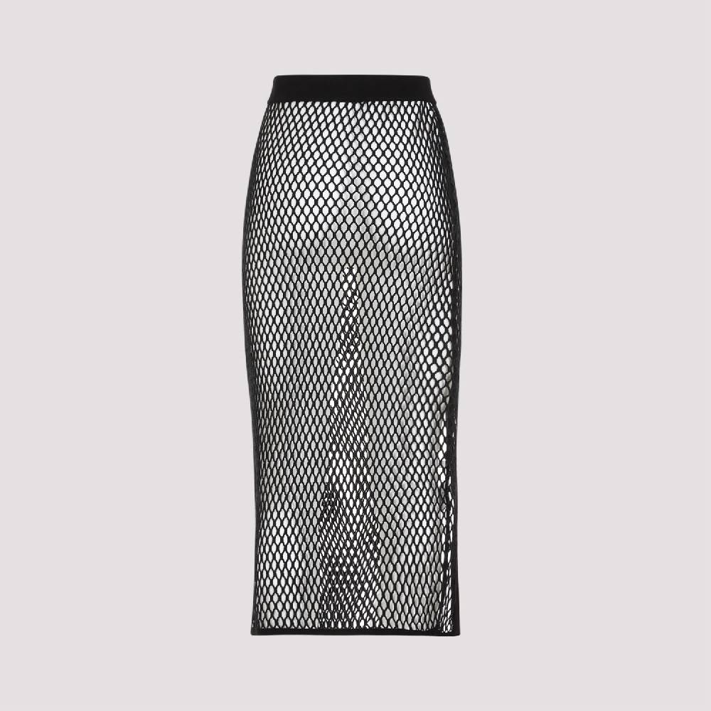 OFF-WHITE  Gonna Midi Nera in Cotone con Logo OFF-WHITE Moda