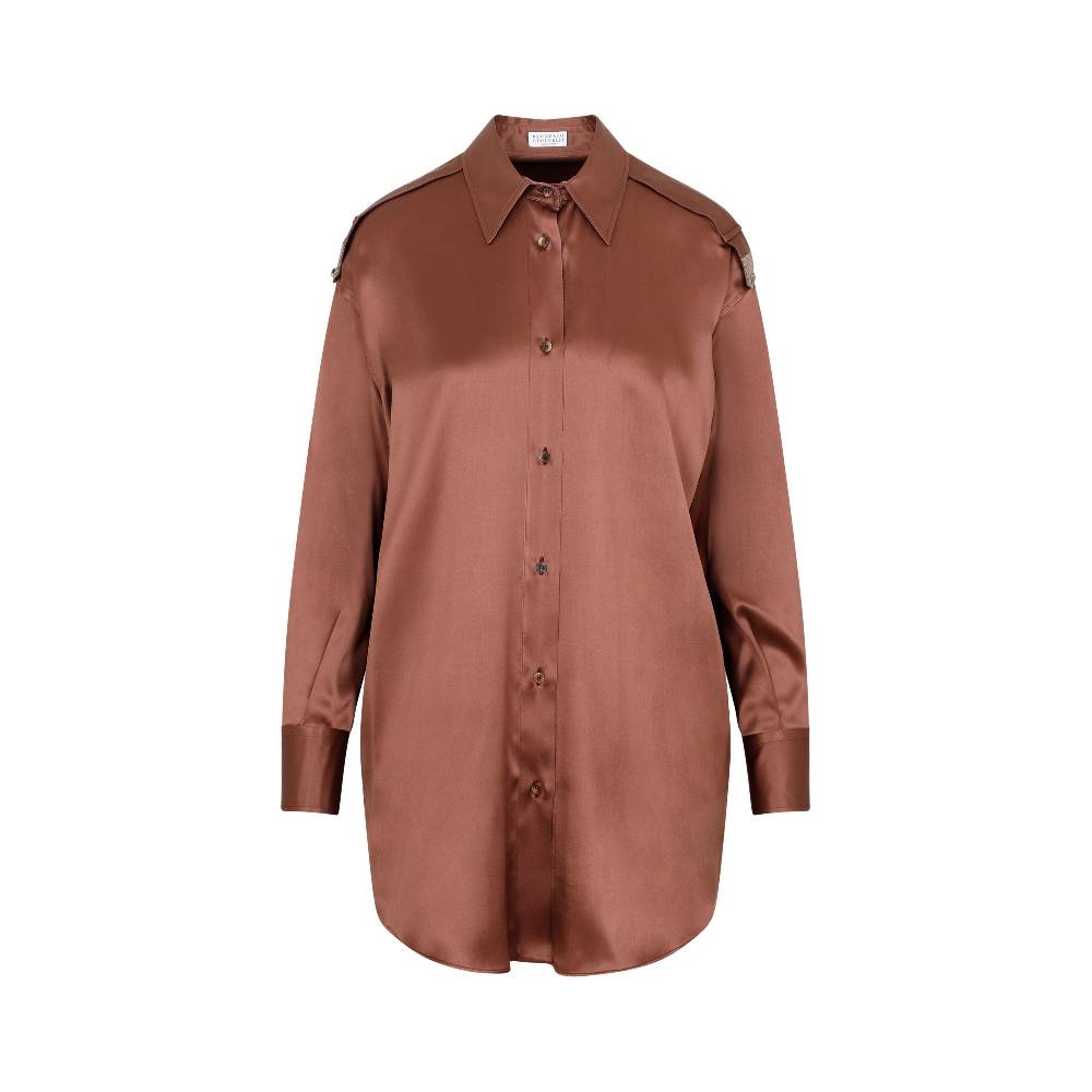 BRUNELLO CUCINELLI  Camicia Marrone in Seta Brunello Cucinelli da Donna
