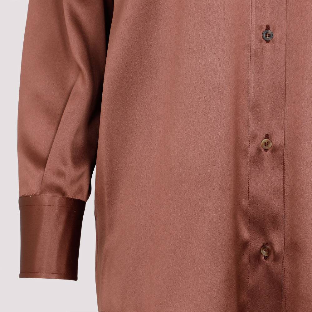 BRUNELLO CUCINELLI  Camicia Marrone in Seta Brunello Cucinelli da Donna 2025