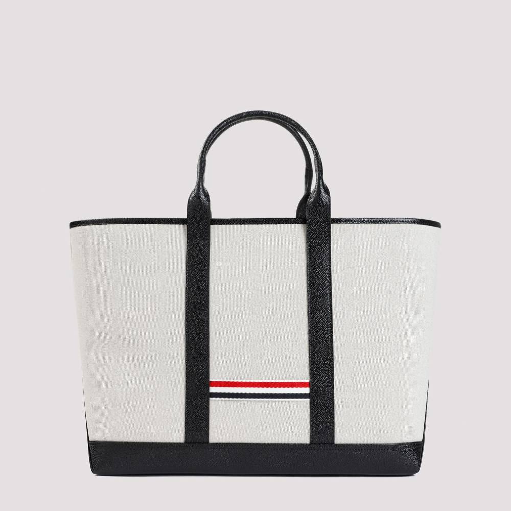 THOM BROWNE  Borsa Shopper Media in Pelle Nera Thom Browne In Linea