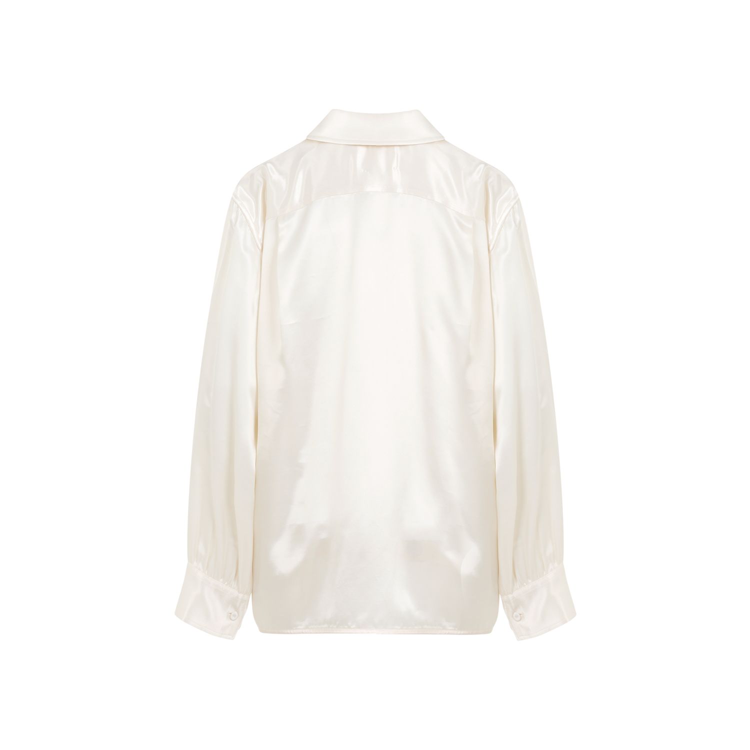 JIL SANDER  Camicia Satinata Beige Jil Sander in Viscosa con Bottoni Argento Nuovo