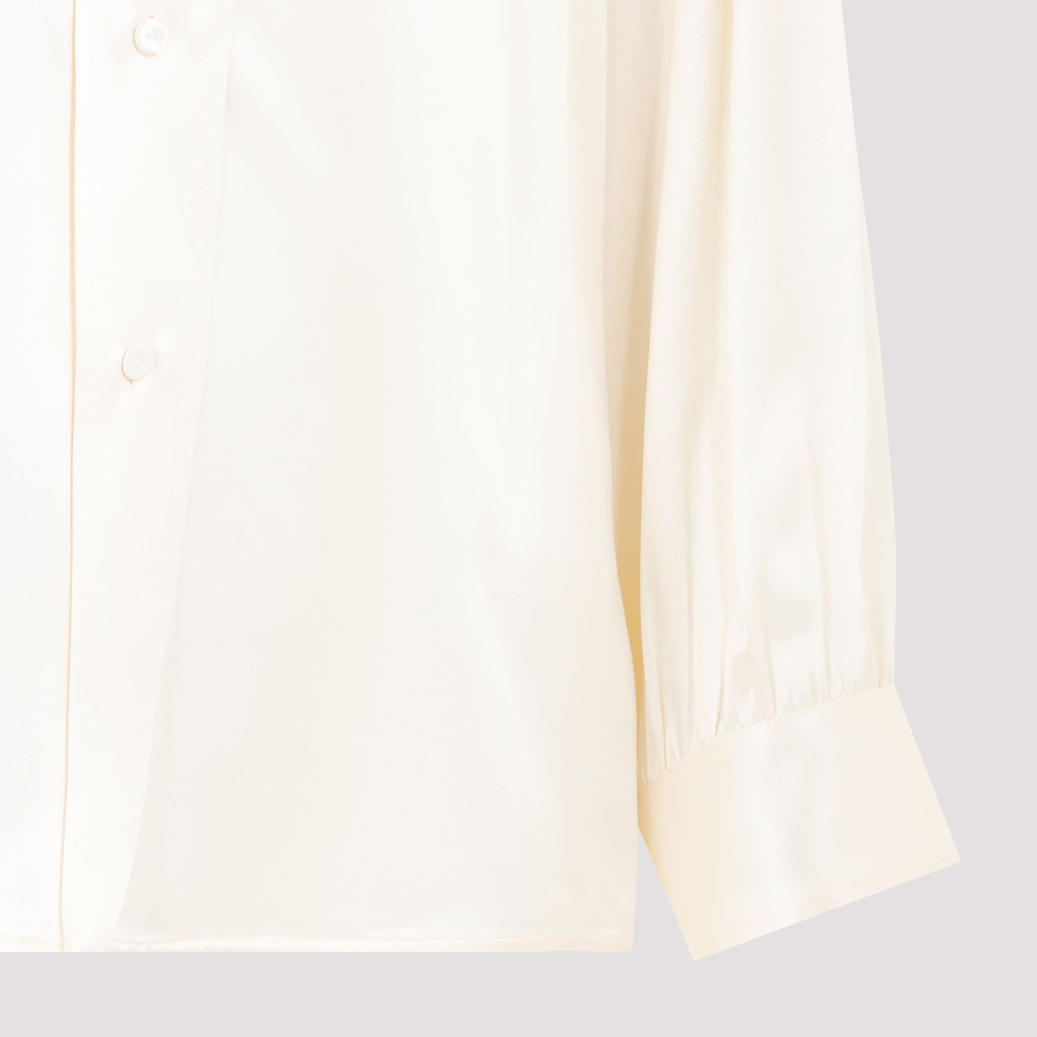 JIL SANDER  Camicia Satinata Beige Jil Sander in Viscosa con Bottoni Argento Nuovo