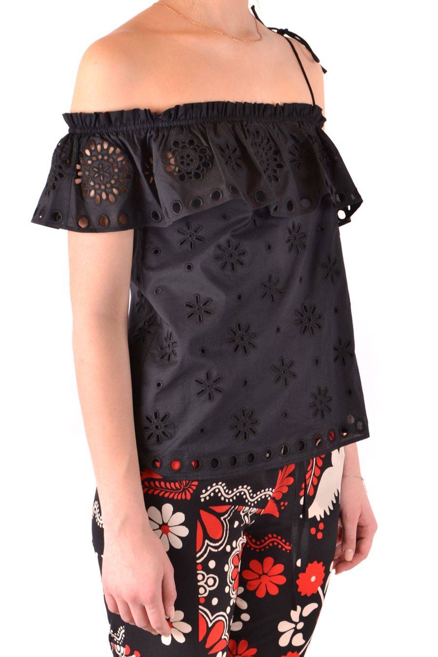 RED VALENTINO  Top Elegante di Cotone Nero RED VALENTINO Fino Al -60%