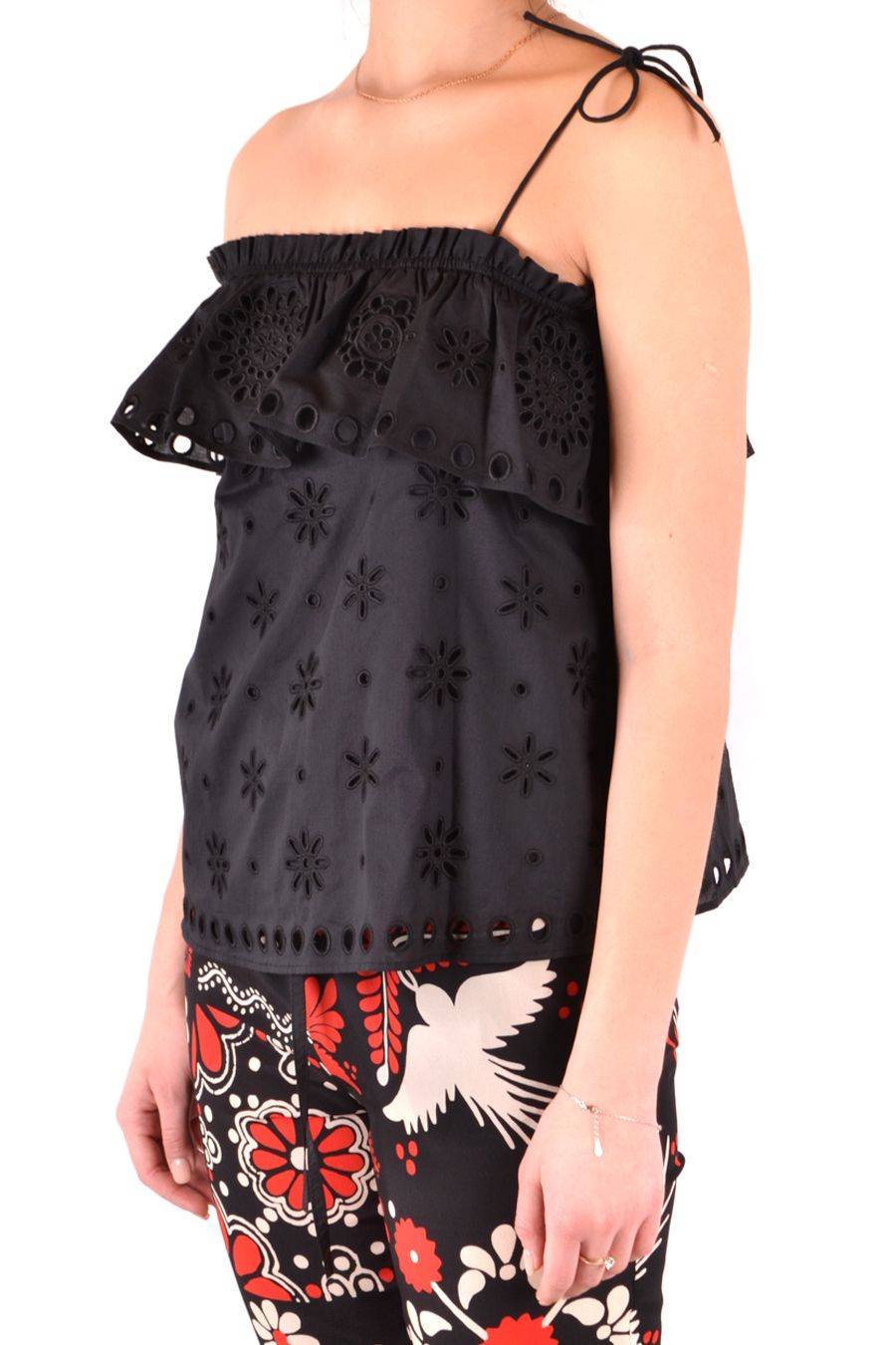 RED VALENTINO  Top Elegante di Cotone Nero RED VALENTINO Fino Al -60%
