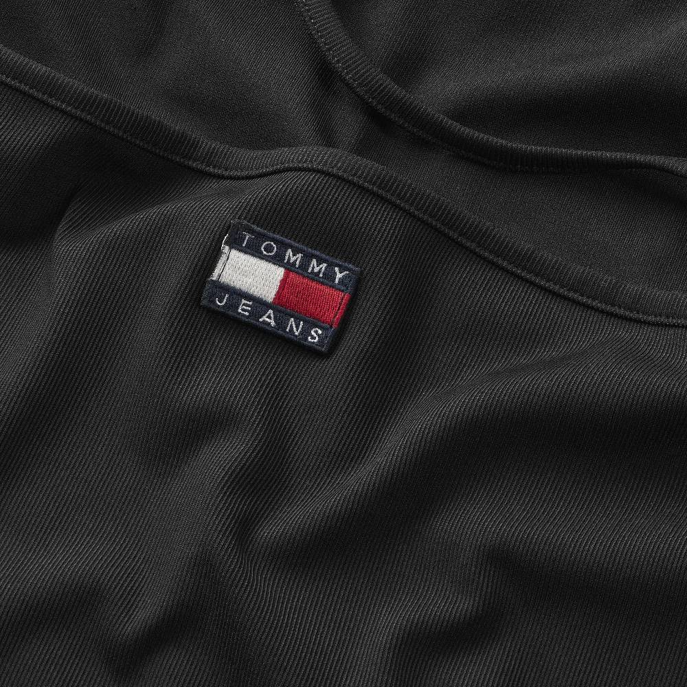 TOMMY JEANS  T-Shirt Nera Tommy Jeans Slim con Scollo a Halter Spedizione Gratuita