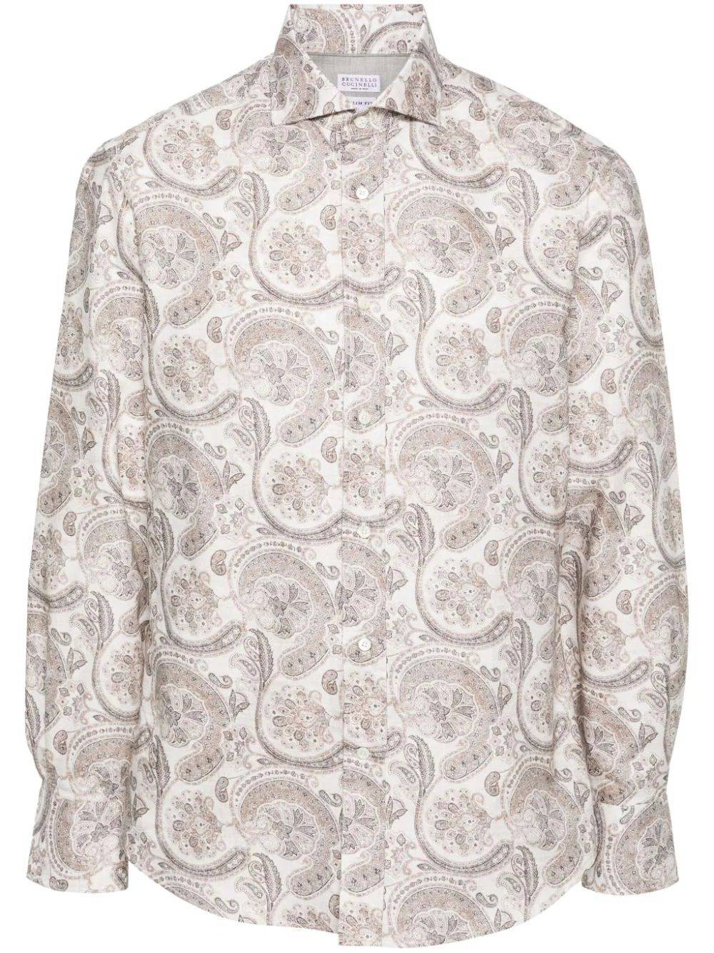 BRUNELLO CUCINELLI  Camicia Uomo Cotone Beige Brunello Cucinelli