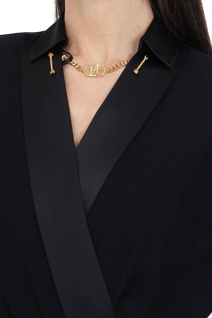 ELISABETTA FRANCHI  Camicia Nera in Viscosa Elisabetta Franchi Donna Saldi Di Fabbrica