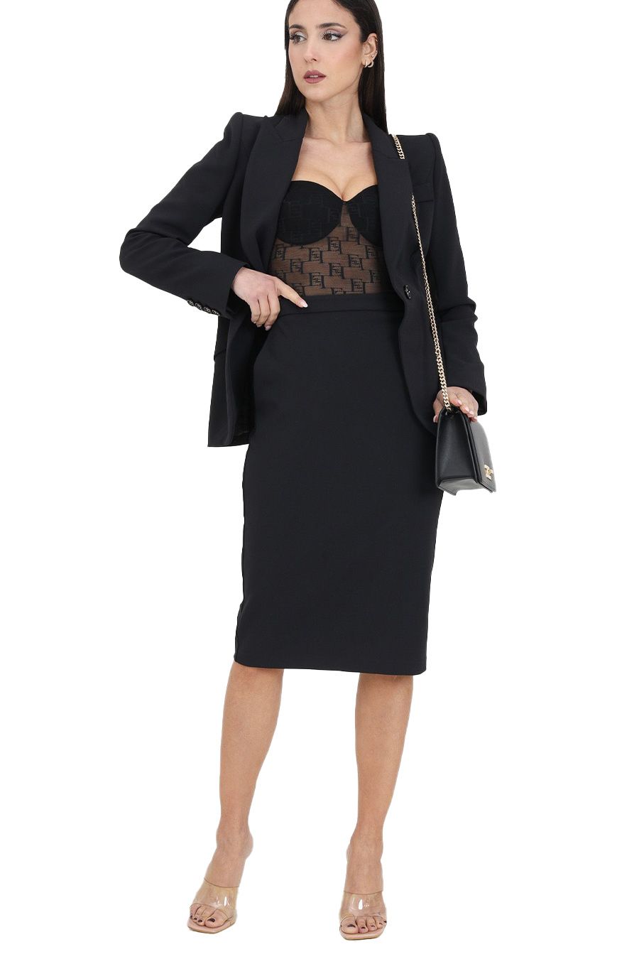 ELISABETTA FRANCHI  Gonna Nera in Poliestere Elisabetta Franchi da Donna Only for today