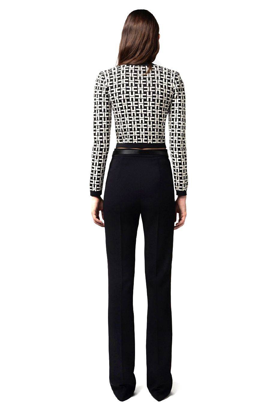 ELISABETTA FRANCHI  Pantaloni Neri Elisabetta Franchi in Tessuto Misto Fino al 55% di sconto