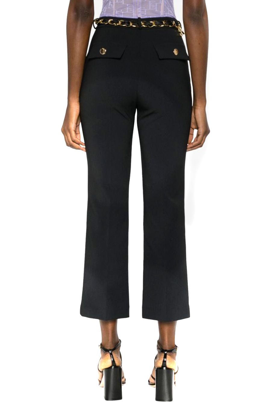 ELISABETTA FRANCHI  Pantaloni Neri in Poliestere Elisabetta Franchi da Donna Saldi Di Fabbrica