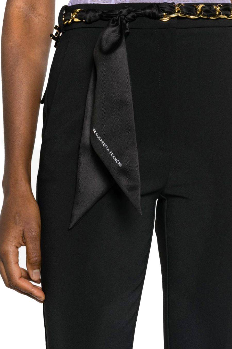 ELISABETTA FRANCHI  Pantaloni Neri in Poliestere Elisabetta Franchi da Donna Saldi Di Fabbrica