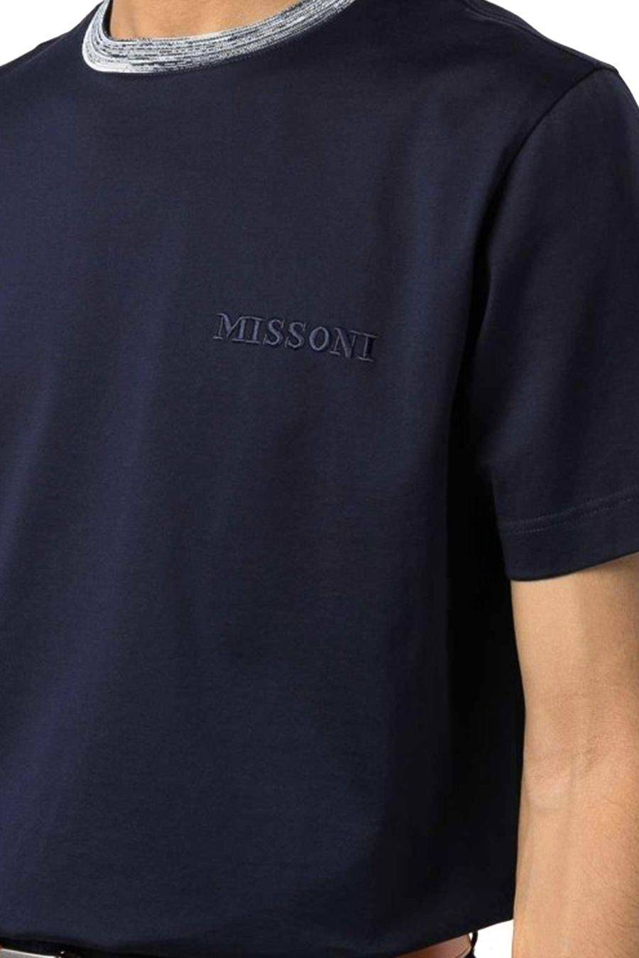 MISSONI  Polo di Cotone Blu Scuro Uomo Missoni UC22SL01-BJ0002-AS70WR Nuova
