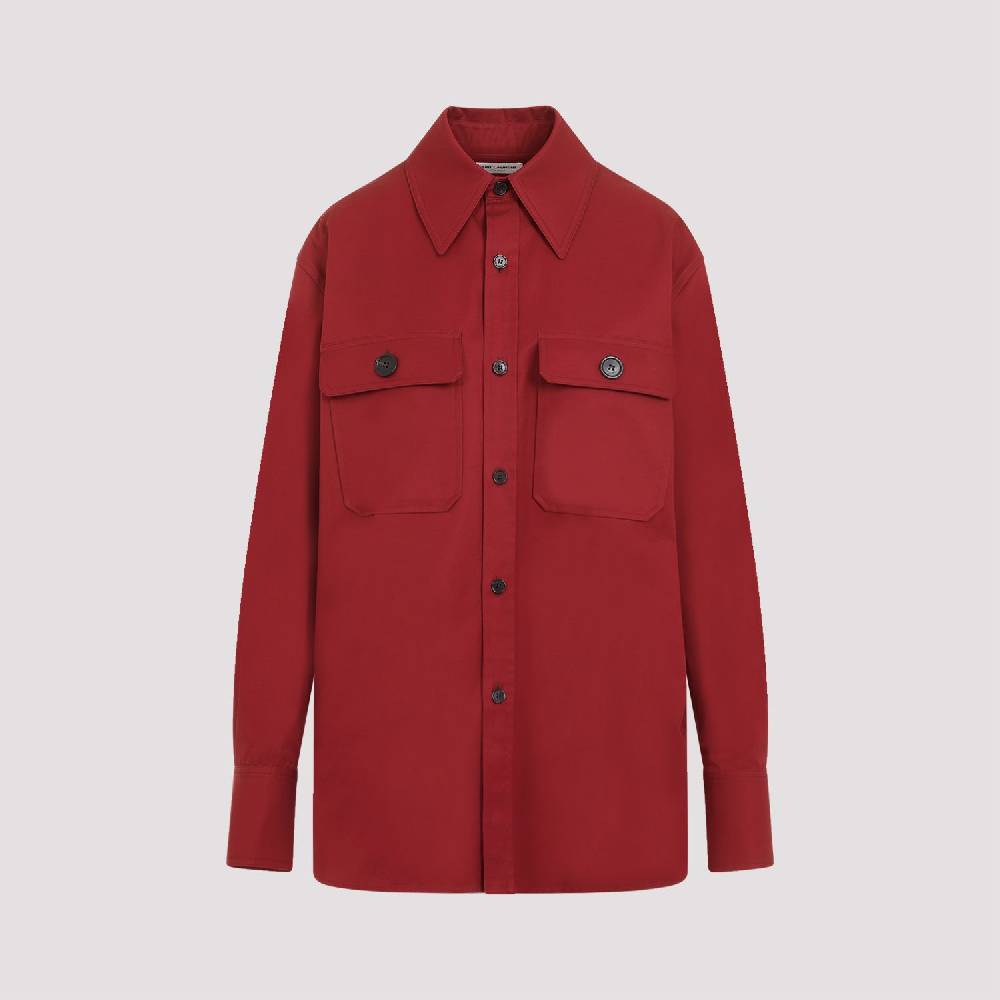 SAINT LAURENT  Camicia Rossa di Cotone Saint Laurent Donna Italy