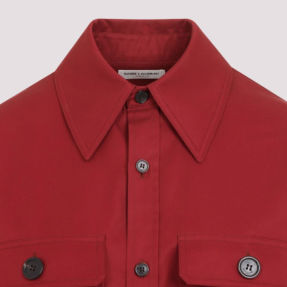 SAINT LAURENT  Camicia Rossa di Cotone Saint Laurent Donna Italy