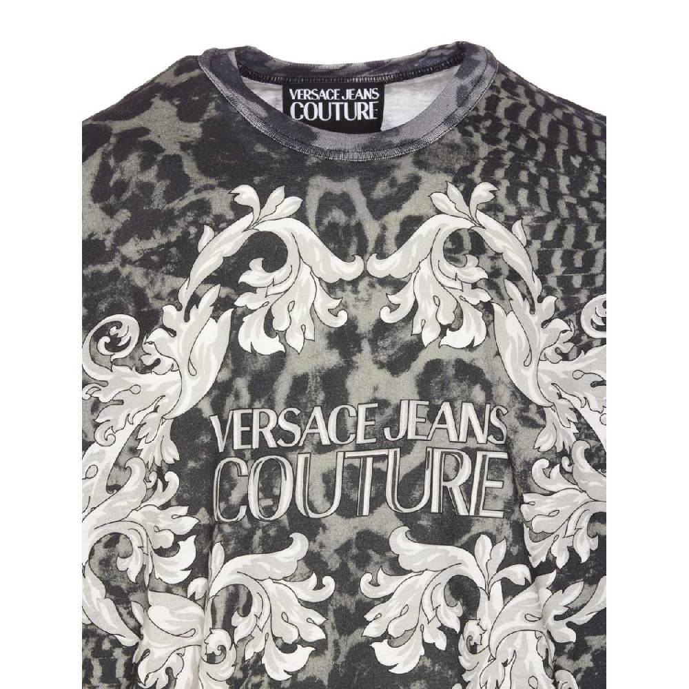 VERSACE JEANS COUTURE  T-Shirt Nera in Cotone Versace Jeans Couture Uomo Promozione