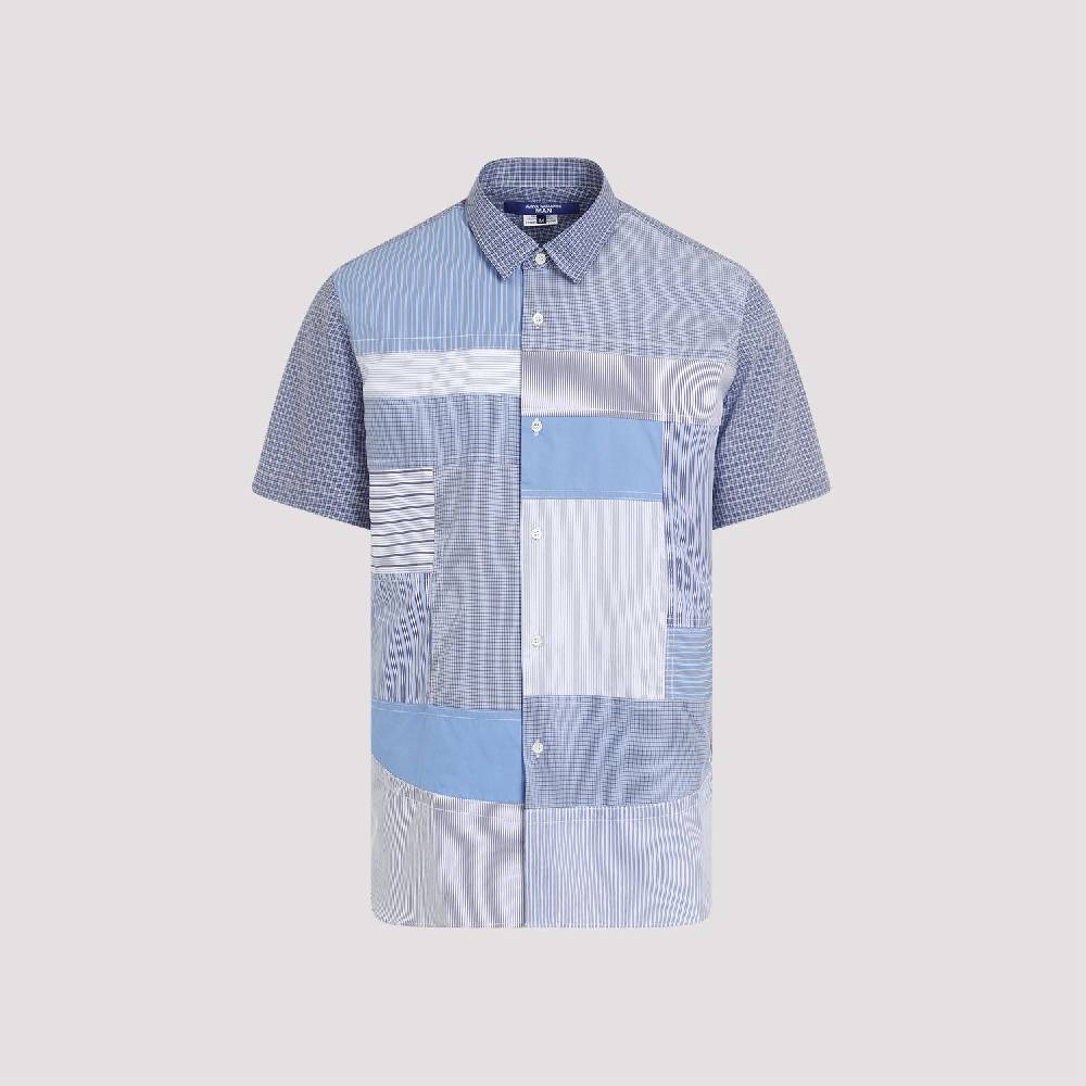 JUNYA WATANABE  Camicia Patchwork Blu in Cotone da Uomo Junya Watanabe Qualità Garantita