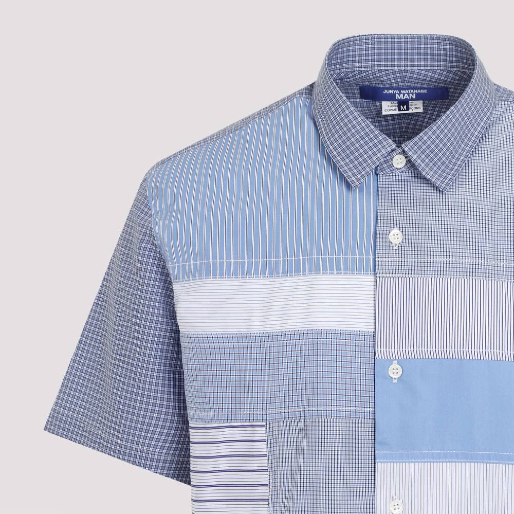 JUNYA WATANABE  Camicia Patchwork Blu in Cotone da Uomo Junya Watanabe Qualità Garantita