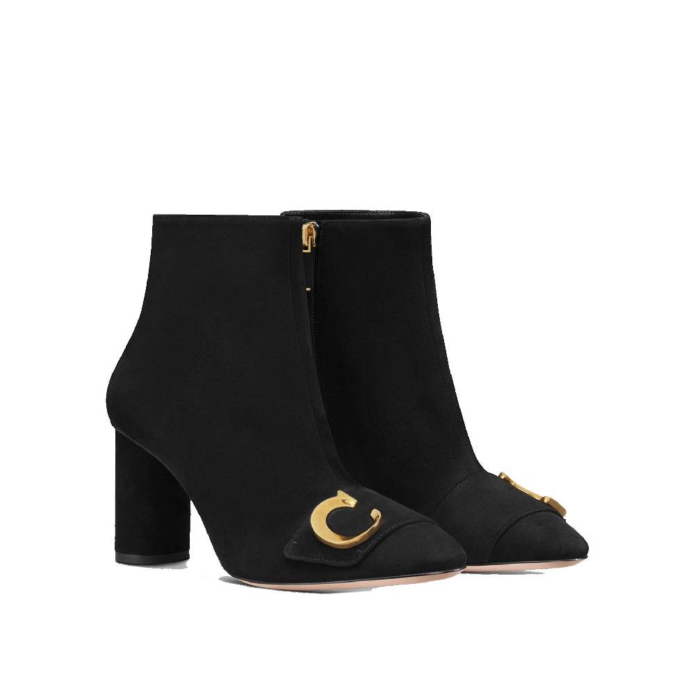DIOR  Stivaletti Neri in Pelle di Vitello DIOR con Dettagli CD Oro Presa