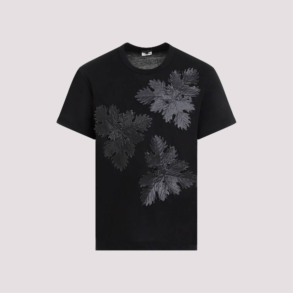 COMME DES GARÇONS  T-Shirt Comme Des Garçons Nero Stampa Foglia Poliestere - Uomo Nuova
