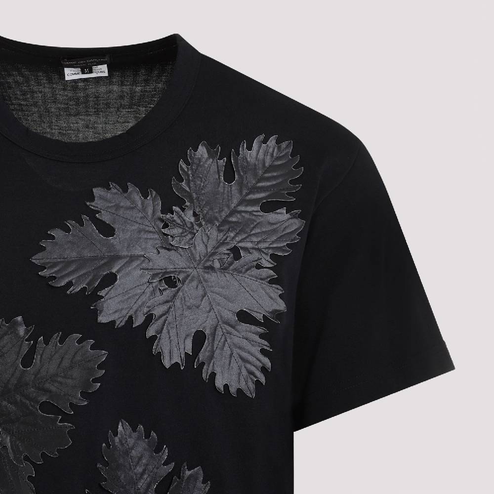 COMME DES GARÇONS  T-Shirt Comme Des Garçons Nero Stampa Foglia Poliestere - Uomo Nuova