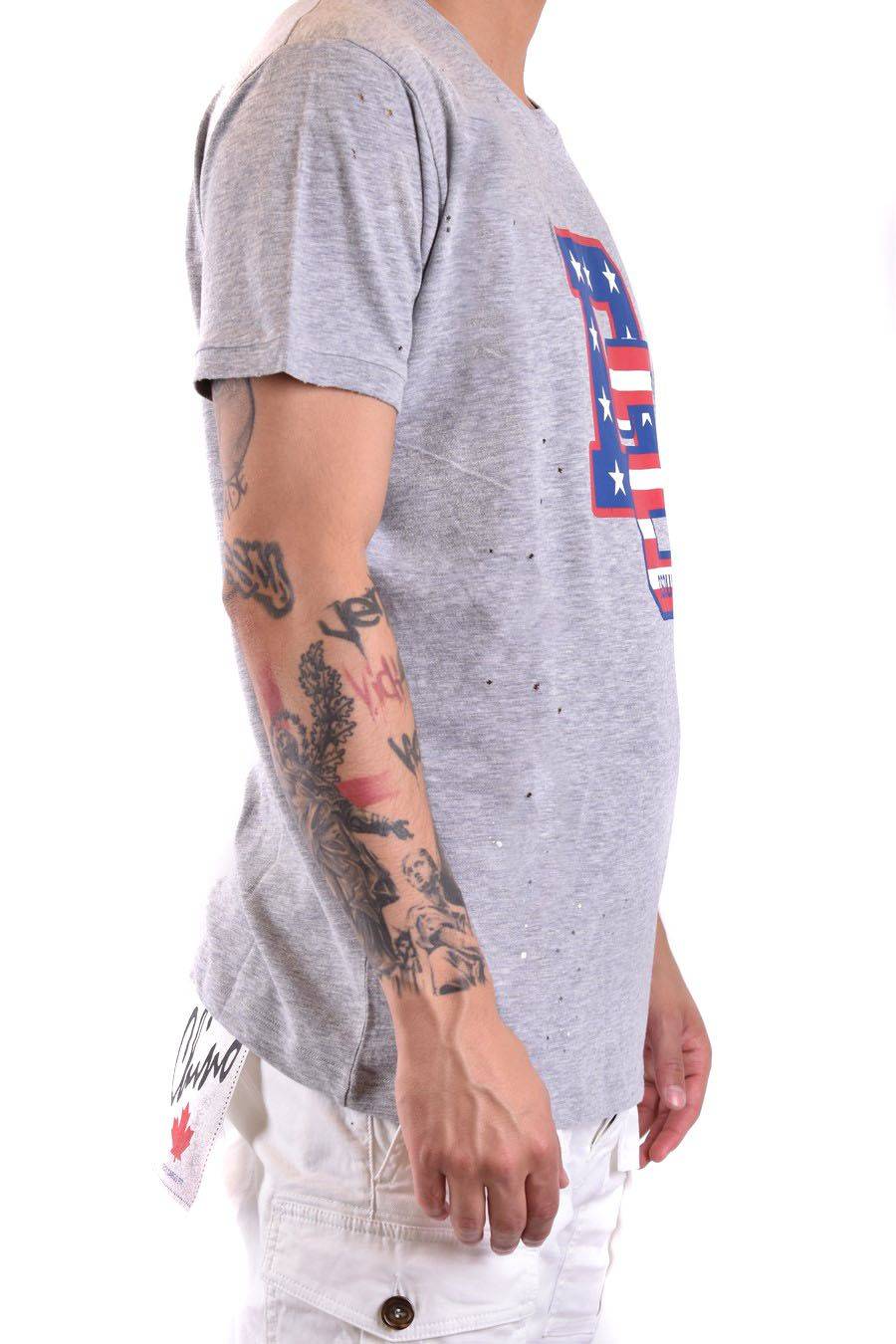 DSQUARED2  Polo Grigia in Cotone Uomo DSQUARED2 In Linea