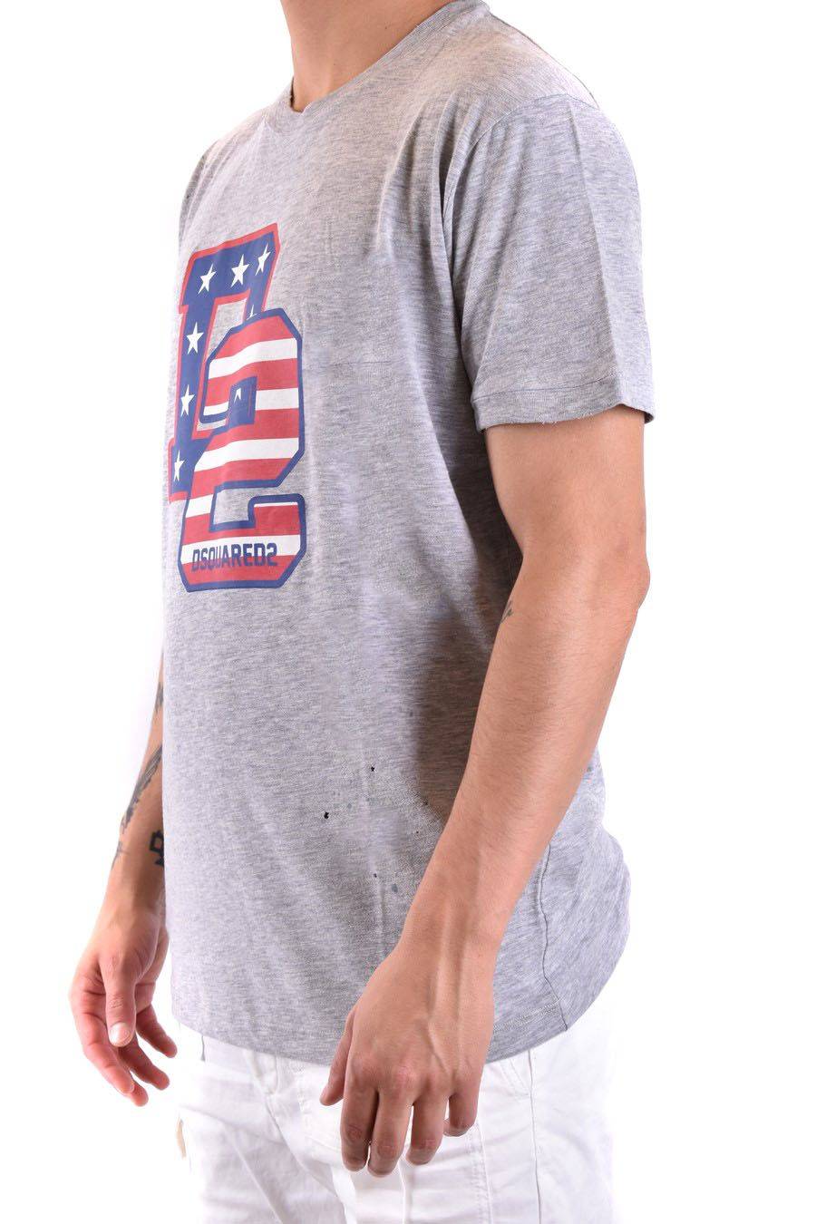 DSQUARED2  Polo Grigia in Cotone Uomo DSQUARED2 In Linea