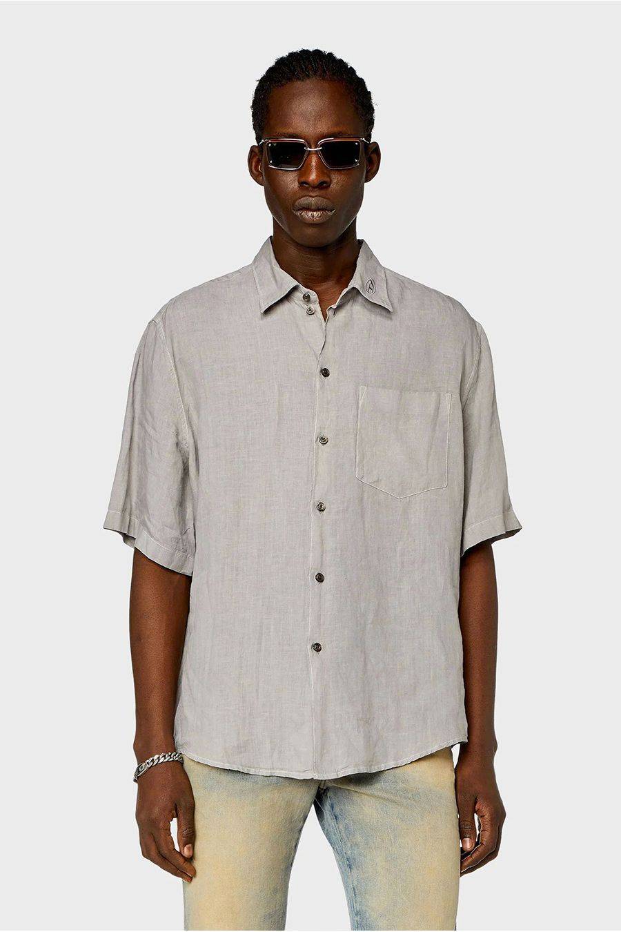 DIESEL  Camicia Uomo Diesel Cotone Bianco A12854 Offerta Pasqua