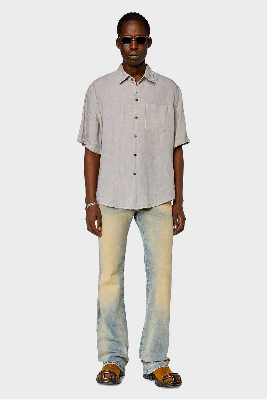 DIESEL  Camicia Uomo Diesel Cotone Bianco A12854 Offerta Pasqua