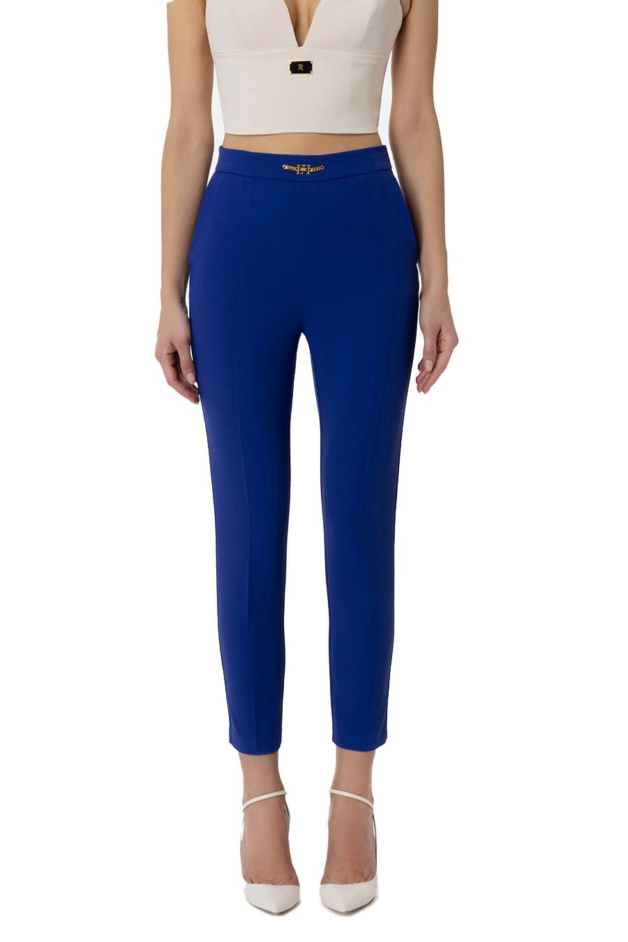 ELISABETTA FRANCHI  Pantaloni Blu Elisabetta Franchi in Poliestere per Donna Liquidazione