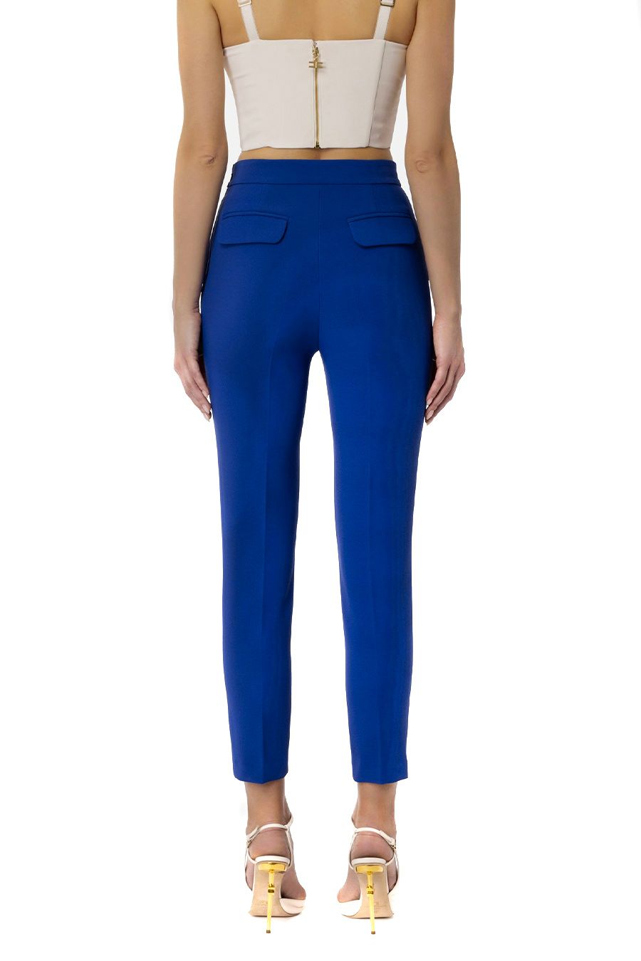 ELISABETTA FRANCHI  Pantaloni Blu Elisabetta Franchi in Poliestere per Donna Liquidazione